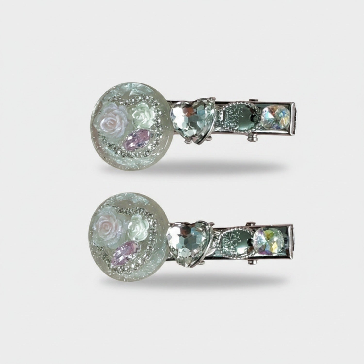 Colorful Flower Rhinestone Hair Clips Pair