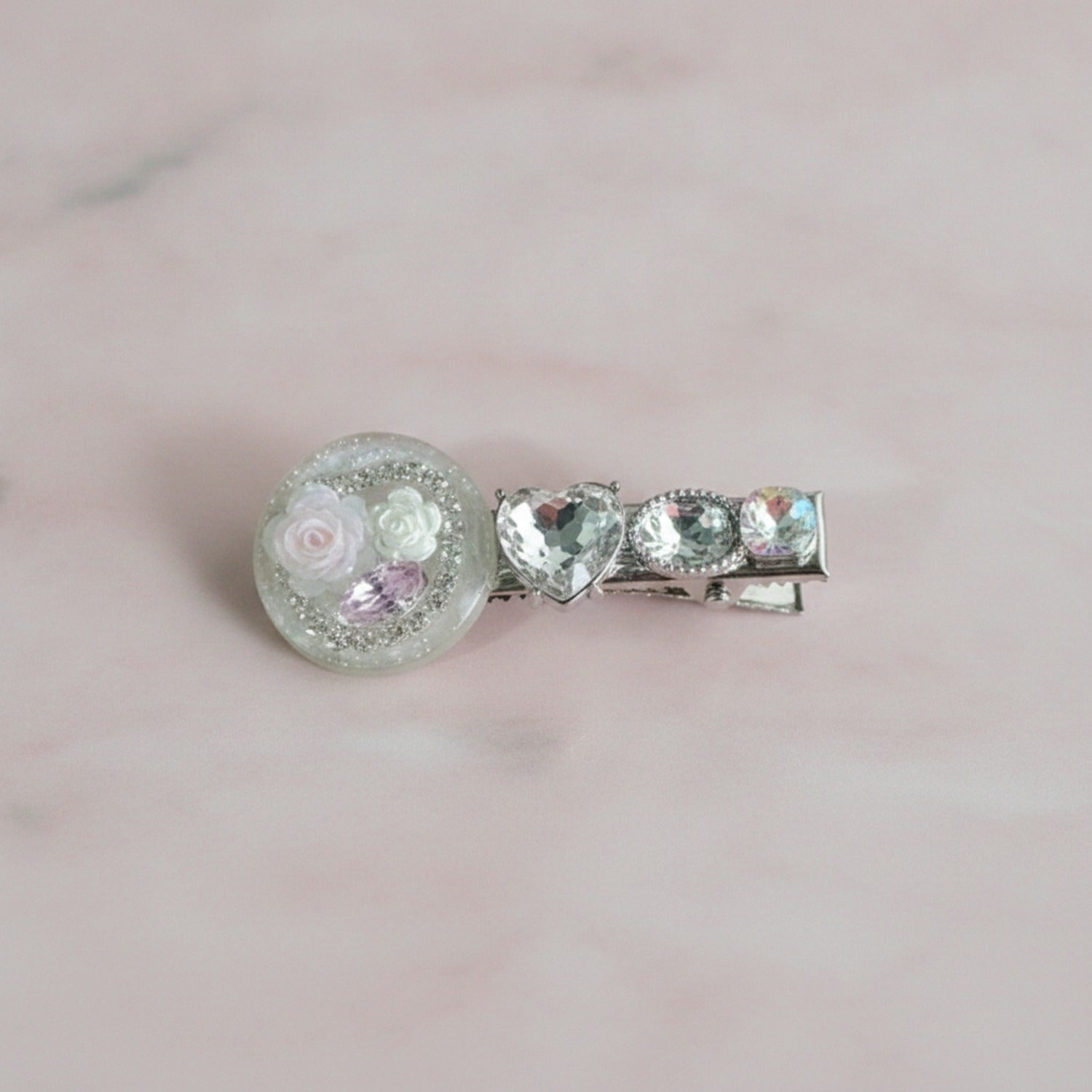 Colorful Flower Rhinestone Hair Clips Pair