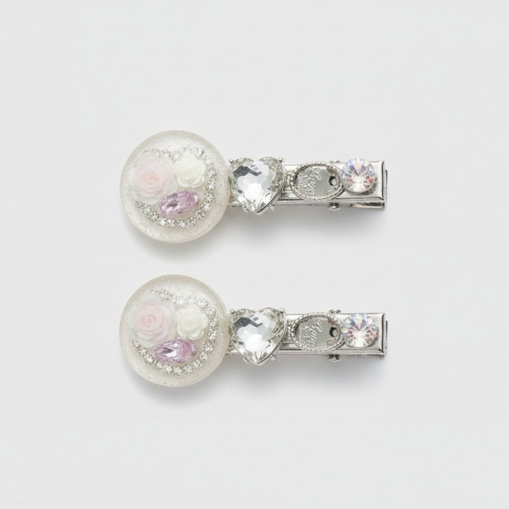 Colorful Flower Rhinestone Hair Clips Pair – hair accessories (view 1)