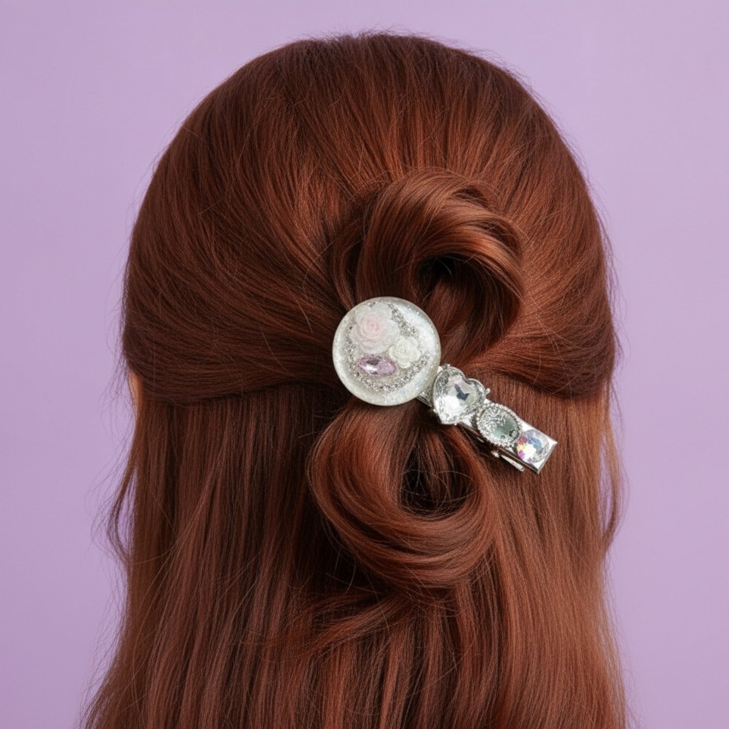Colorful Flower Rhinestone Hair Clips Pair