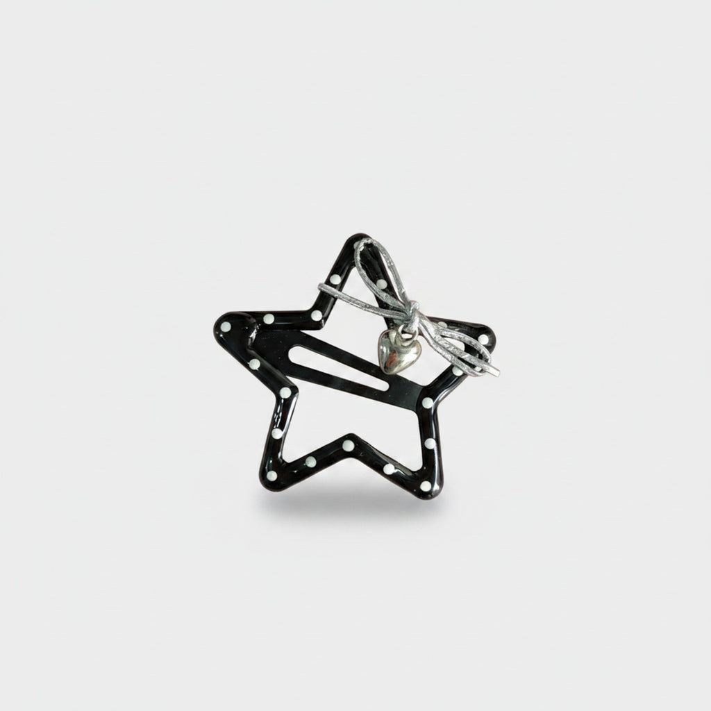 Black Star Hair Clip With Chain Charm