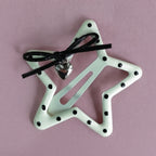 Star Hair Clip With Heart Charm And Black Bow – hair accessories (view 2)