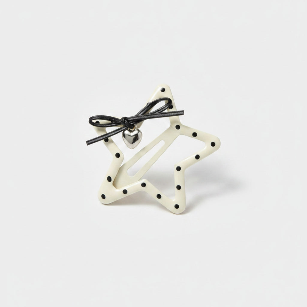 Star Hair Clip With Heart Charm And Black Bow – hair accessories (view 1)