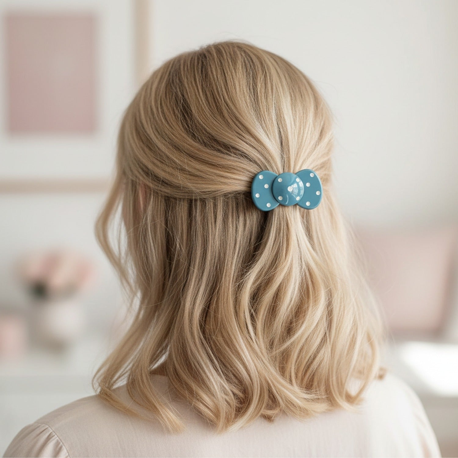 Pearl Studded Blue Hair Clip Set