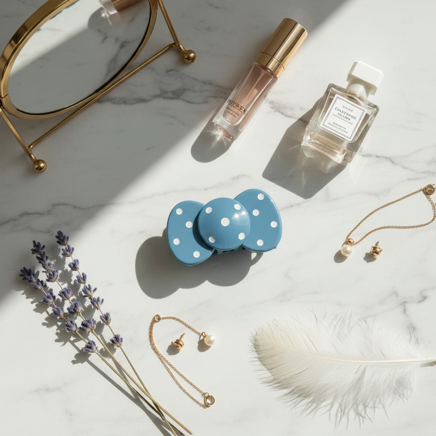 Pearl Studded Blue Hair Clip – hair accessories (view 2)