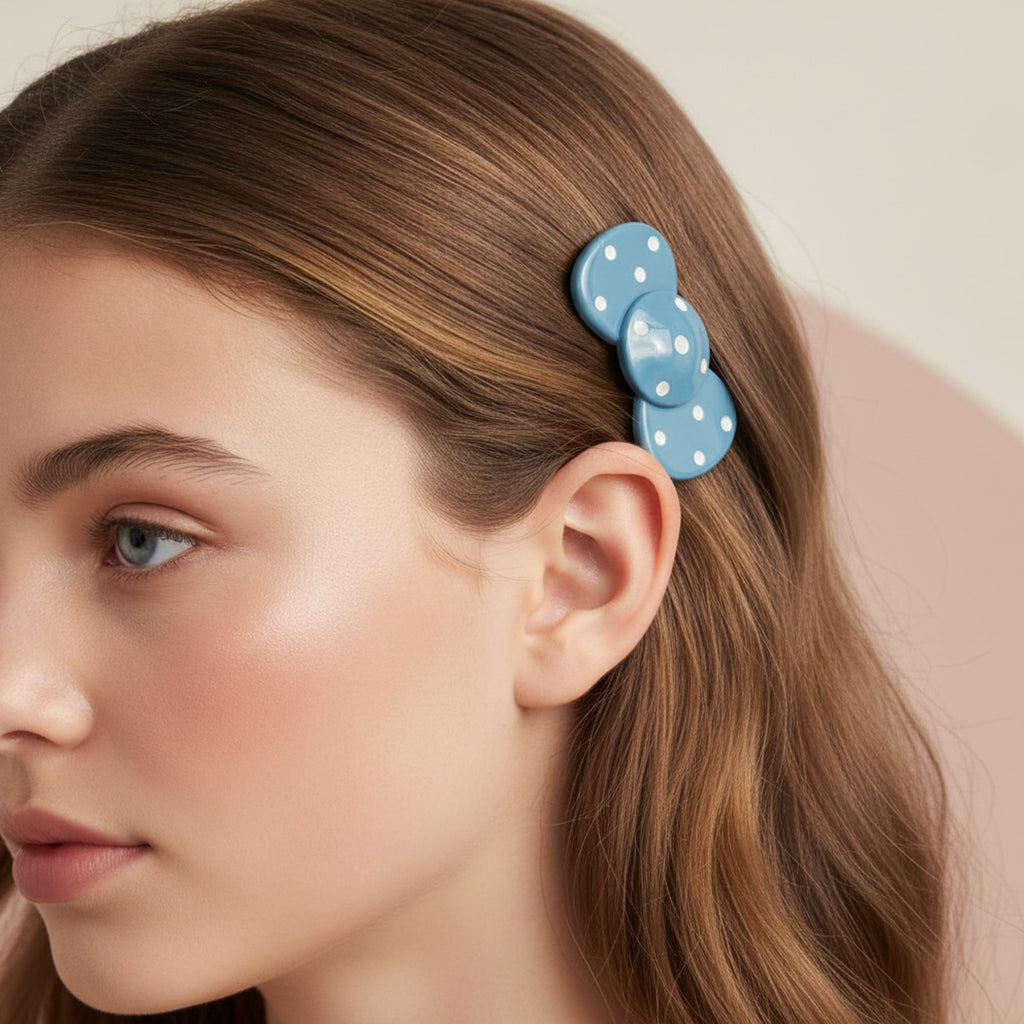 Pearl Studded Blue Hair Clip – hair accessories (view 3)