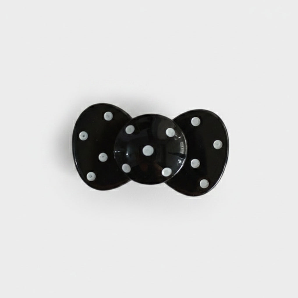 Black Pearl Bow Hair Clip Set