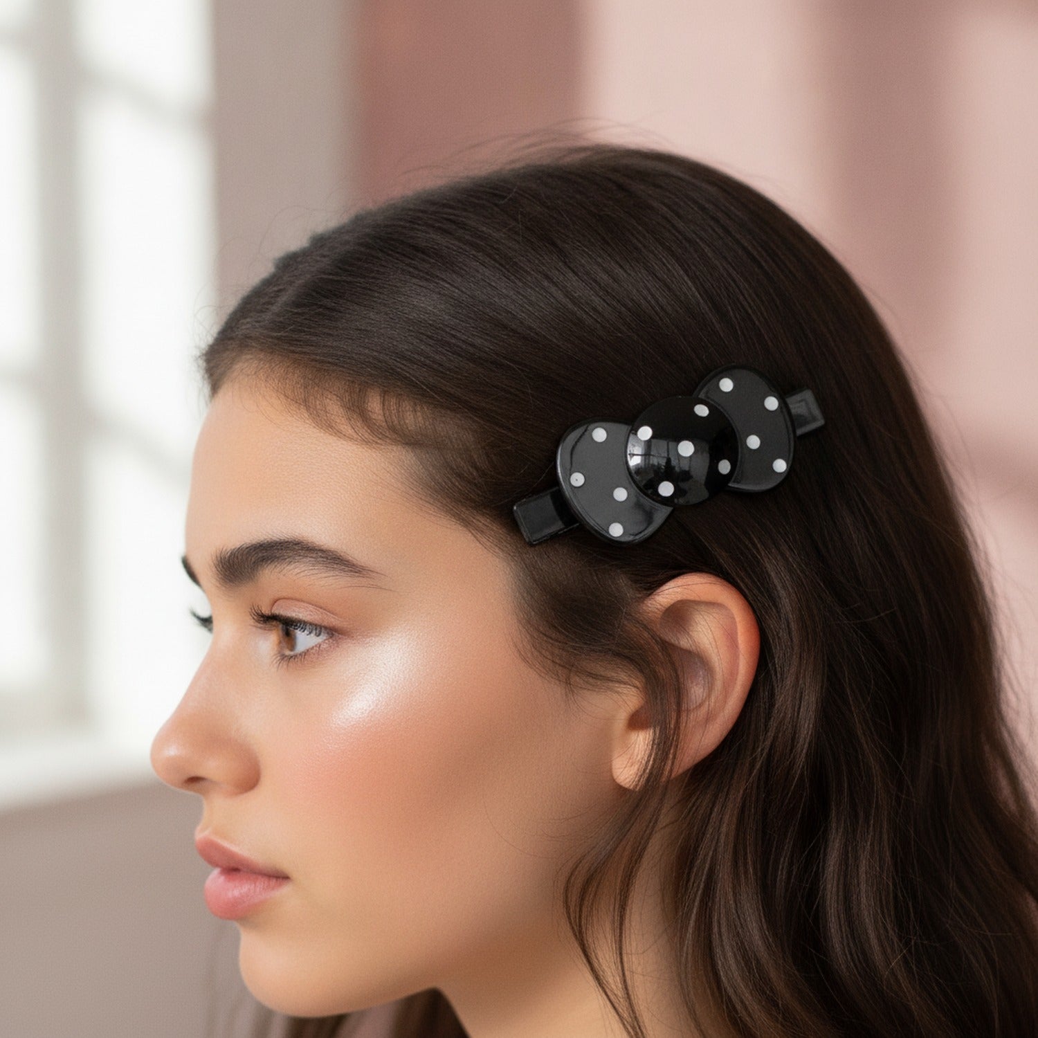 Black Pearl Bow Hair Clip – hair accessories (view 2)