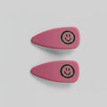 Pink Smiley Face Hair Clips Pair