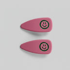 Pink Smiley Face Hair Clips Pair