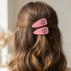 Pink Smiley Face Hair Clips Pair