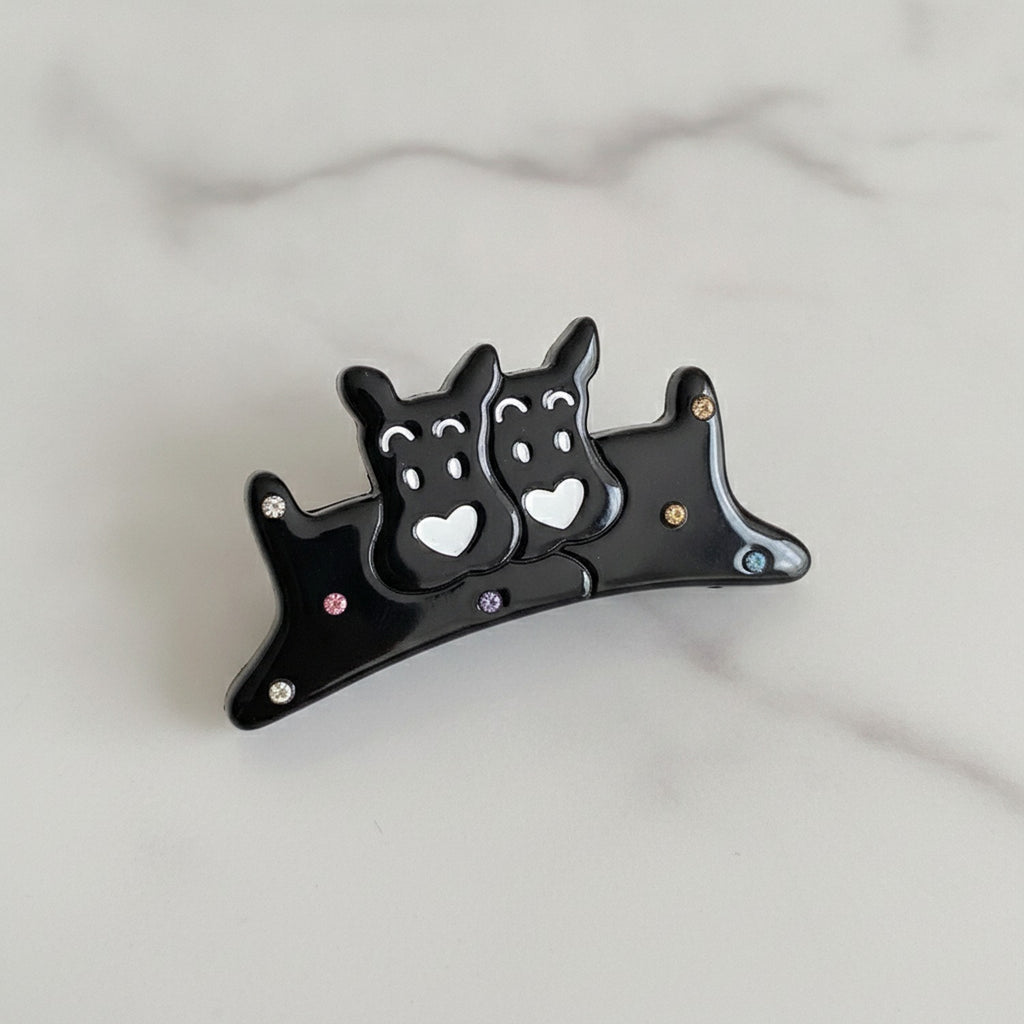 Black Cat Heart Rhinestone Hair Claw – hair accessories (view 2)