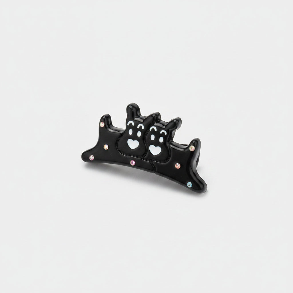 Black Cat Heart Rhinestone Hair Claw – hair accessories (view 1)