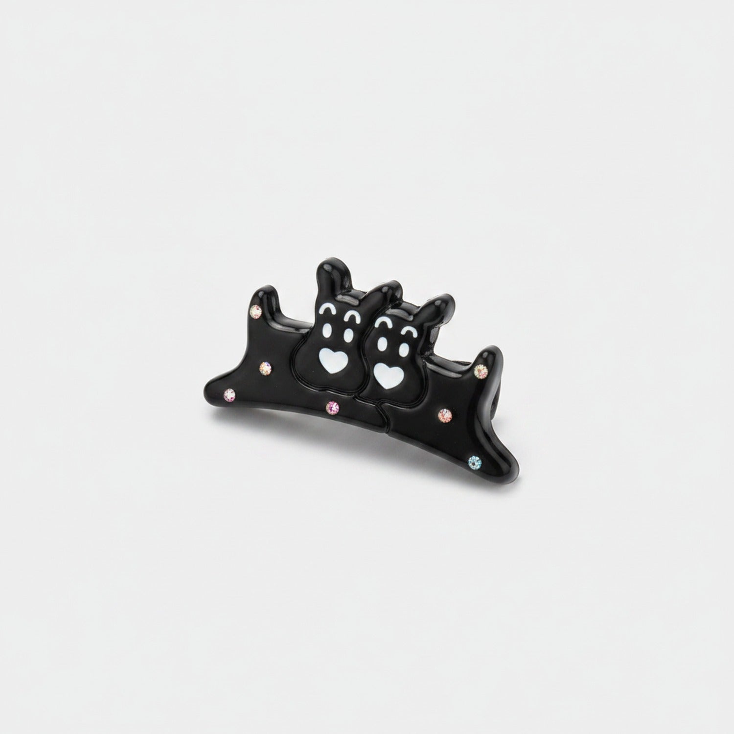 Black Cat Heart Rhinestone Hair Claw