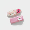 Floral Button Hair Clip Duo - Pink Floral Button – hair accessories (view 1)