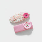 Floral Button Hair Clip Duo - Pink Floral Button – hair accessories (view 1)