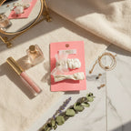 Floral Button Hair Clip Duo - Pink Floral Bow – hair accessories (view 2)