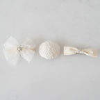 Floral Button Hair Clip Duo - Pink Floral Bow