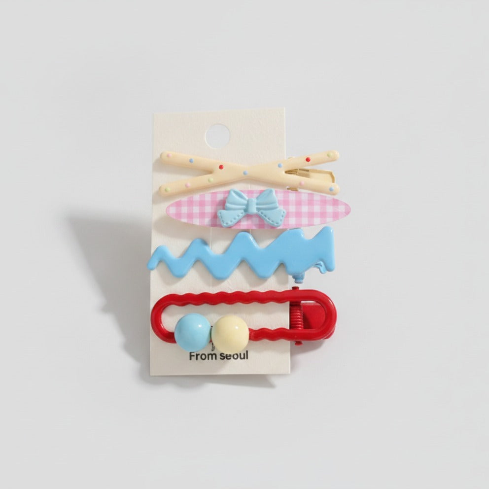 Mini Claw Clip Set Mix & Match - Blue Bow & Beads – hair accessories (view 1)