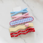 Mini Claw Clip Set Mix & Match - Pink Gingham & Heart