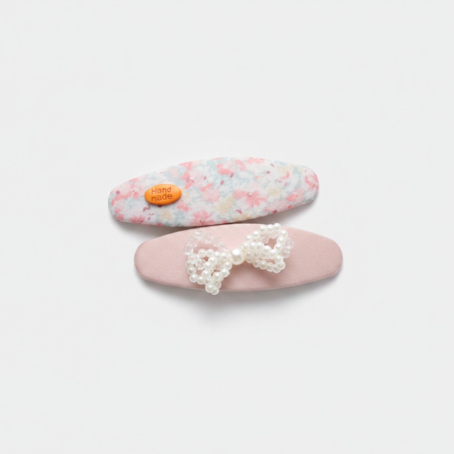 Watercolor Floral Pearl Hair Clip Set - Pink Floral