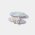 Watercolor Floral Pearl Hair Clip Set - Purple Floral