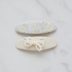 Watercolor Floral Pearl Hair Clip Set - Yellow Floral