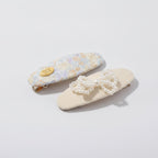 Watercolor Floral Pearl Hair Clip Set - Yellow Floral