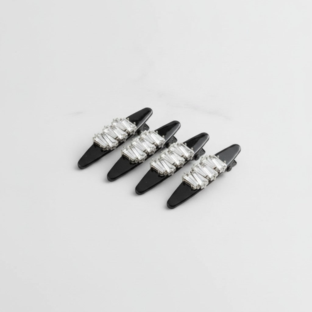 Rhinestone Clip Hair Pin Set - Trapezoid Rhinestone – hair accessories (view 2)