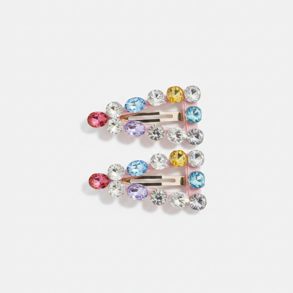 Sparkle Rhinestone Hair Clip Duo - Pink Accent – hair accessories (view 1)
