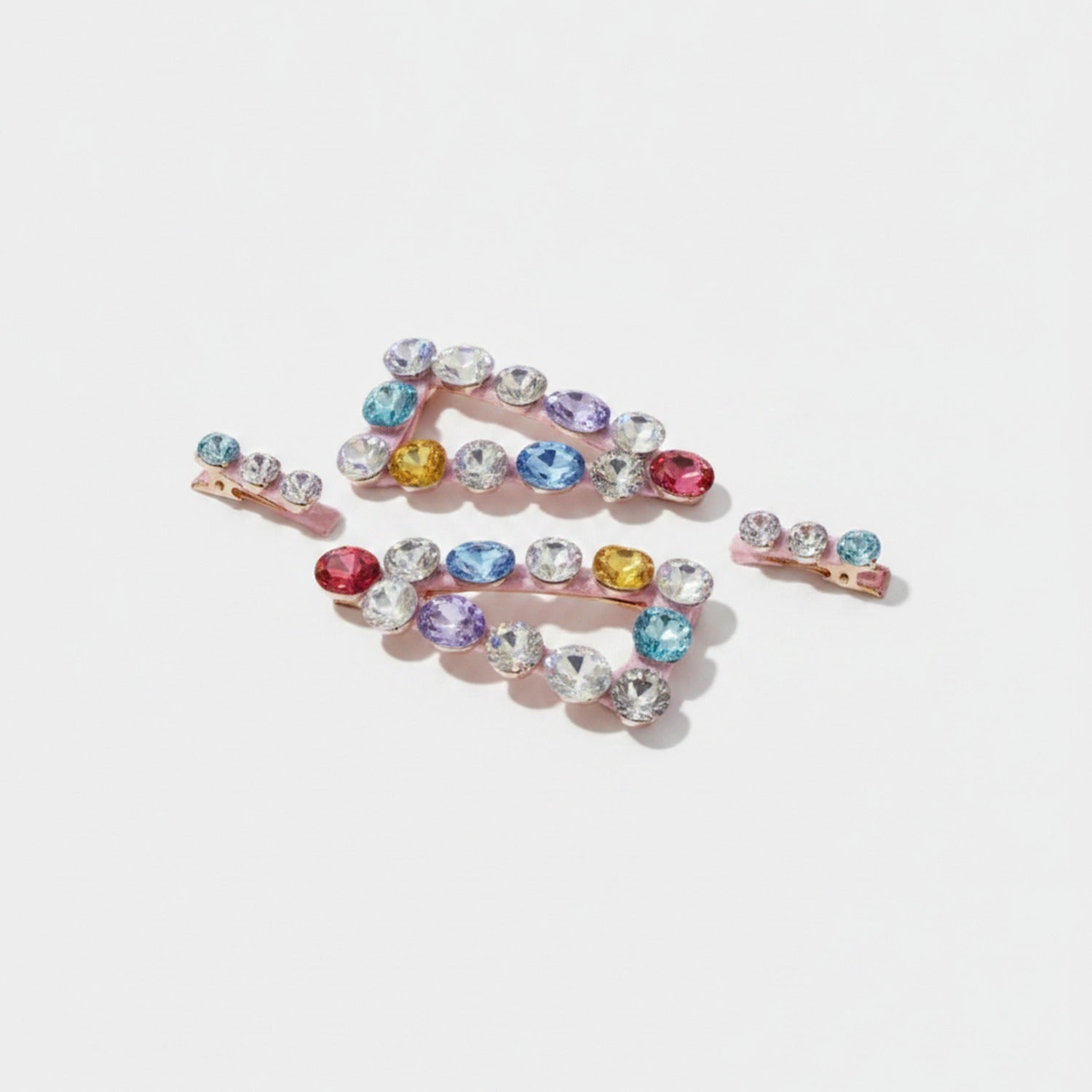 Sparkle Rhinestone Hair Clip Duo - Pink Accent