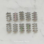 Gemstone Heart Claw Hair Clip Set - Pink Bear