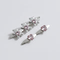 Gemstone Heart Claw Hair Clip Set - Pink Bear