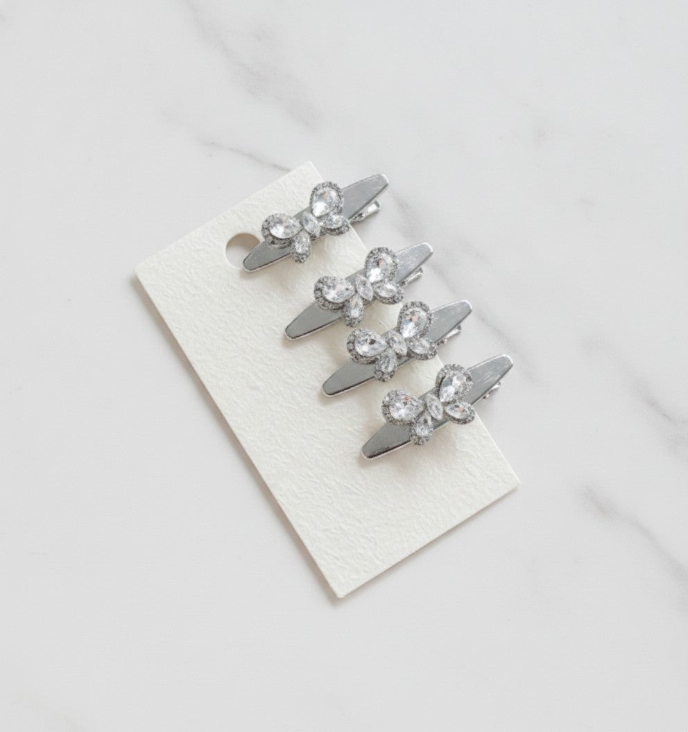 Gemstone Heart Claw Hair Clip Set - Crystal Butterfly – hair accessories (view 2)