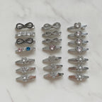 Gemstone Heart Claw Hair Clip Set - Crystal Butterfly