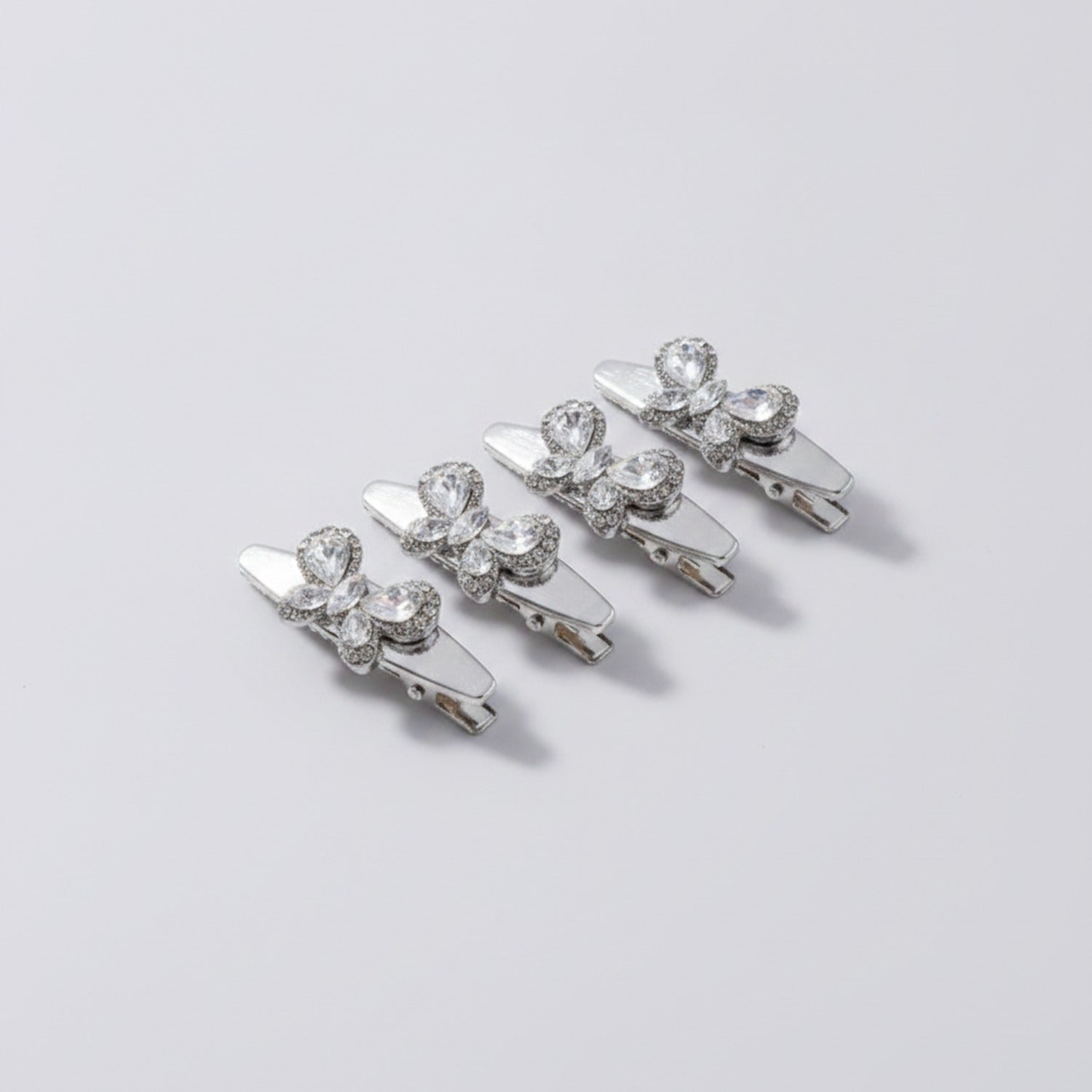 Gemstone Heart Claw Hair Clip Set - Crystal Butterfly