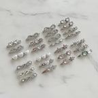 Gemstone Heart Claw Hair Clip Set - Pearl Heart