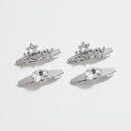 Gemstone Heart Claw Hair Clip Set - Clear Happy