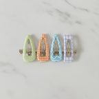 Le Ting Printed Snap Hair Clip Set - Polka Dot Plaid Mix