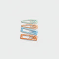 Le Ting Printed Snap Hair Clip Set - Blue Dot & Orange Plaid