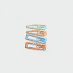 Le Ting Printed Snap Hair Clip Set - Blue Dot & Orange Plaid