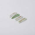 Le Ting Printed Snap Hair Clip Set - Green Stripe & Bunny