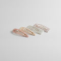 Le Ting Printed Snap Hair Clip Set - Pink Peach Stripe Floral