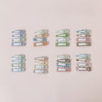 Le Ting Printed Snap Hair Clip Set - Blue Stripe & Pear