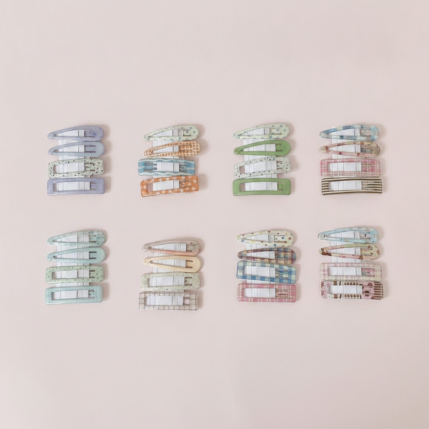 Le Ting Printed Snap Hair Clip Set - Blue Stripe & Pear