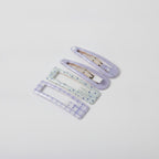 Le Ting Printed Snap Hair Clip Set - Blue Stripe & Pear