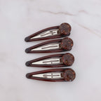Sparkle Bead Hair Clip Set - Brown Sparkle