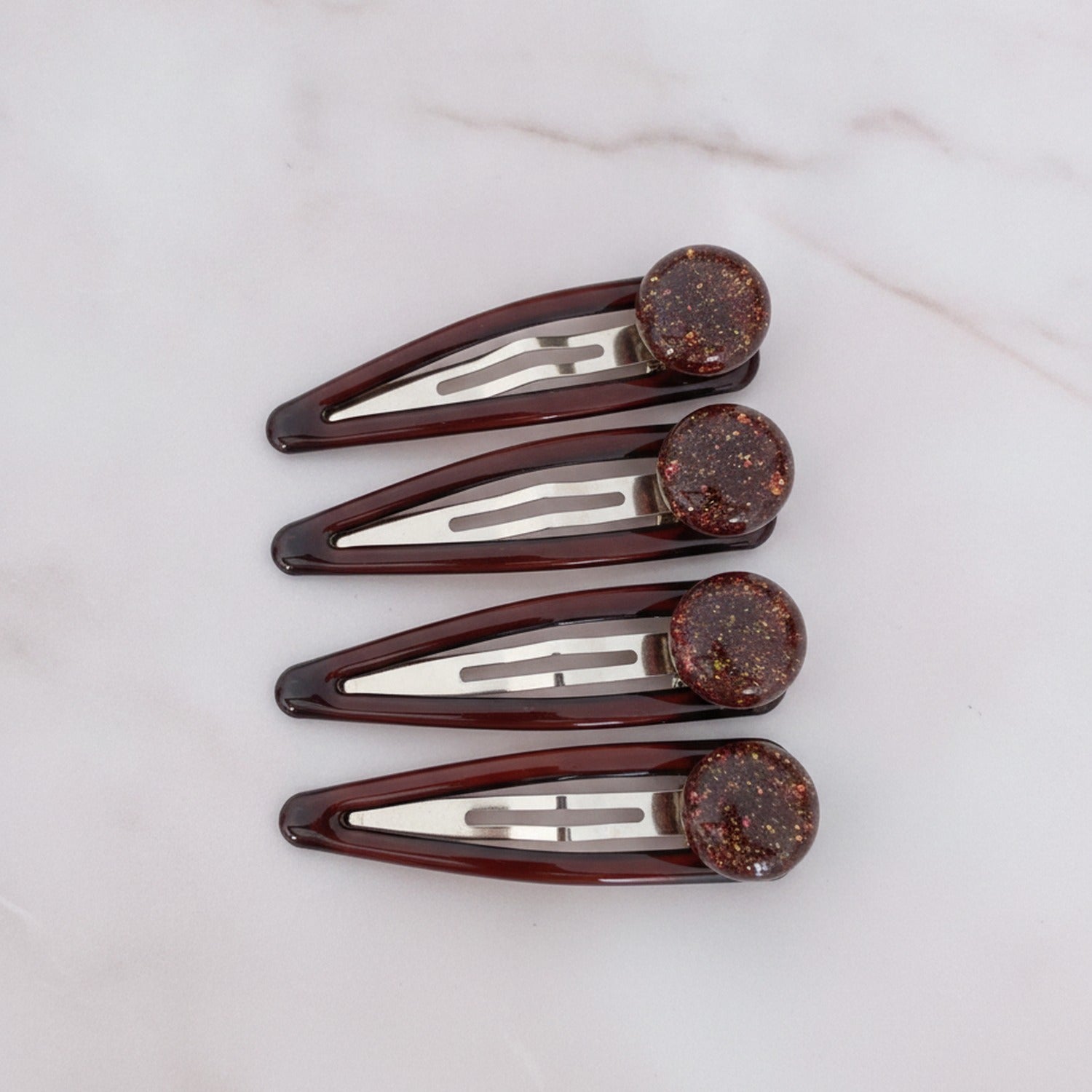 Sparkle Bead Hair Clip Set - Brown Sparkle