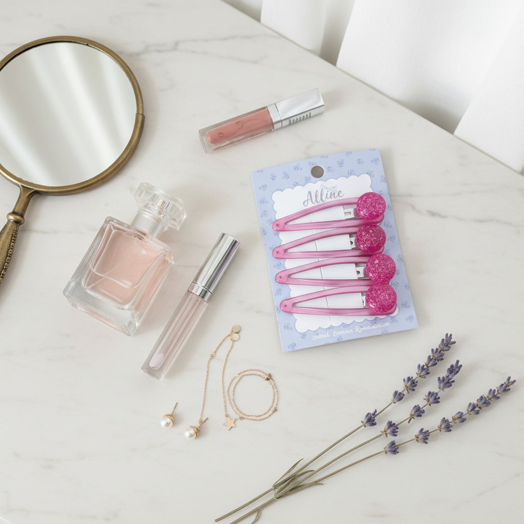 Sparkle Bead Hair Clip Set - Pink Sparkle – hair accessories (view 2)