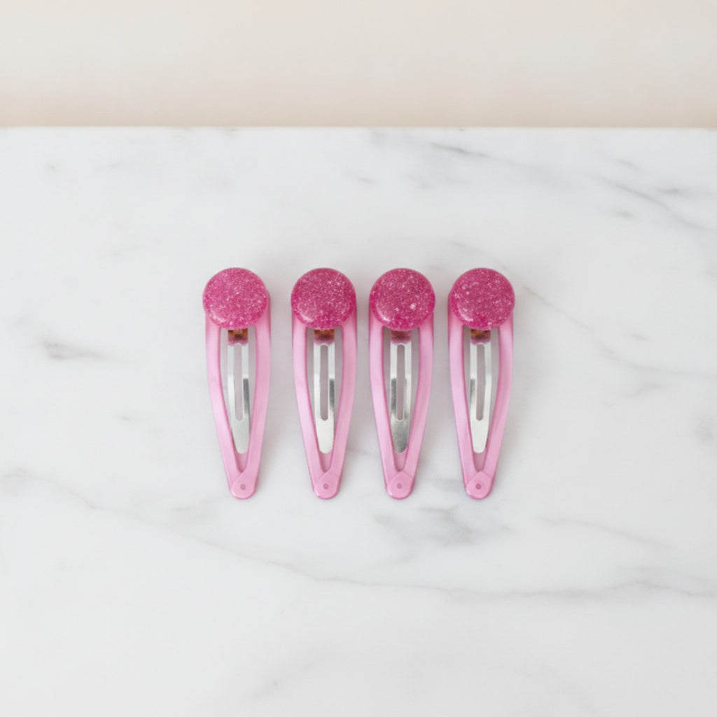 Sparkle Bead Hair Clip Set - Pink Sparkle